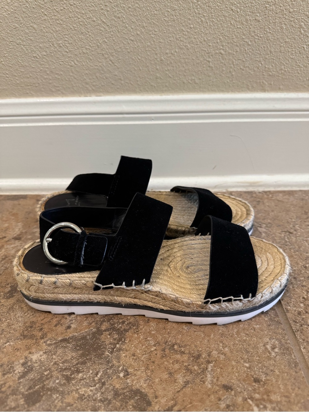 Marc Fisher LTD Phebe 2 black leather espadrille sandals